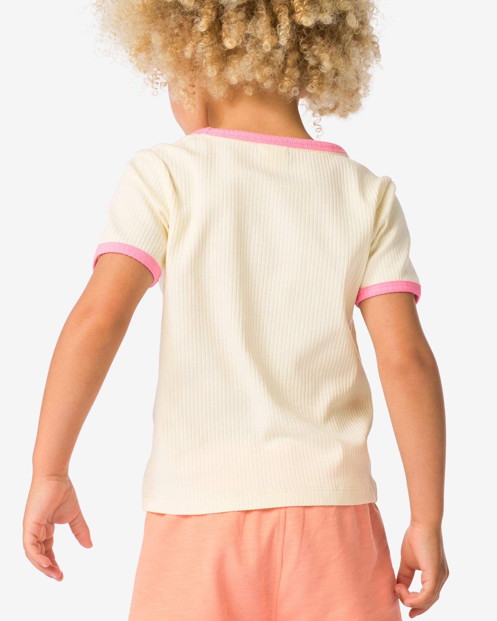 Kinder-T-Shirt, gerippt, Blumen ecru - 30816502ECRU - HEMA