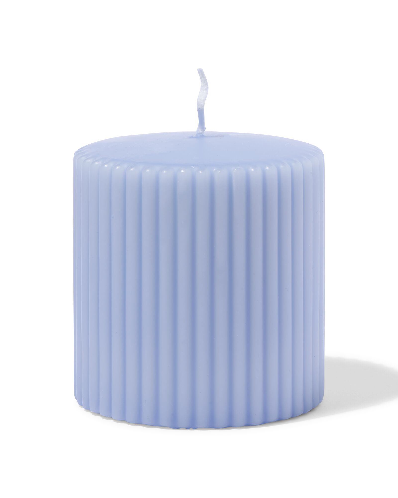 bougie cylindrique ⌀10x10cm nervur&eacute;e bleu clair - 13509064 - HEMA