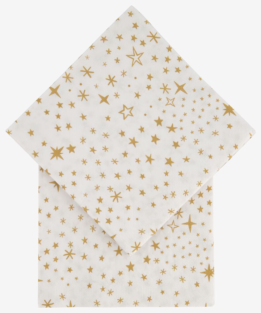20 serviettes en papier 33x33 étoiles dorées - 25670074 - HEMA