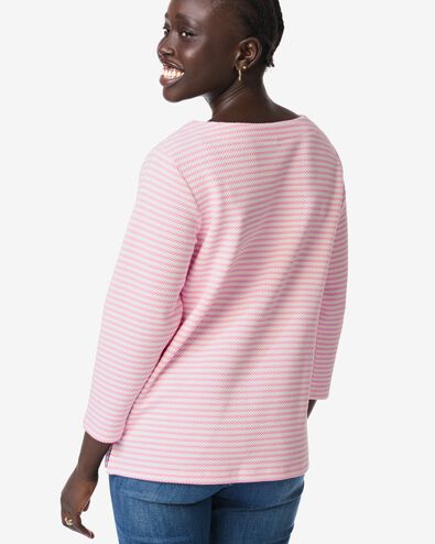 Damen-T-Shirt Cara, Jersey, gestreift rosa - 36302390PINK - HEMA