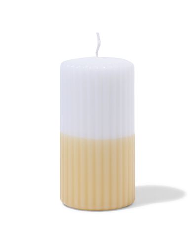 stompkaars ⌀7x13cm ribbel wit-lichtgeel - 13509070 - HEMA