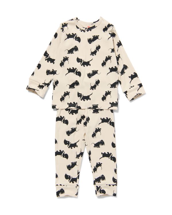 Baby-Pyjama mit Rippstruktur, Baumwollstretch, Takkie weiß weiß - 1000028772 - HEMA