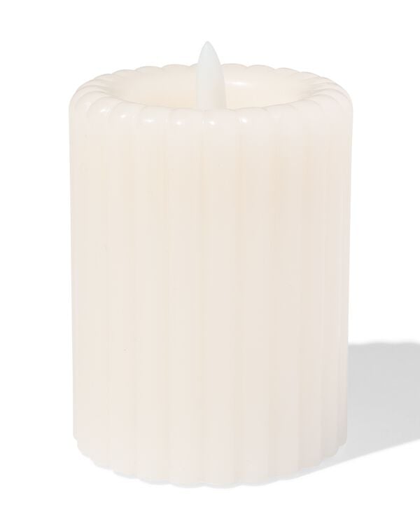 LED kaars 7.5x10cm rib ivoor - 13550089 - HEMA