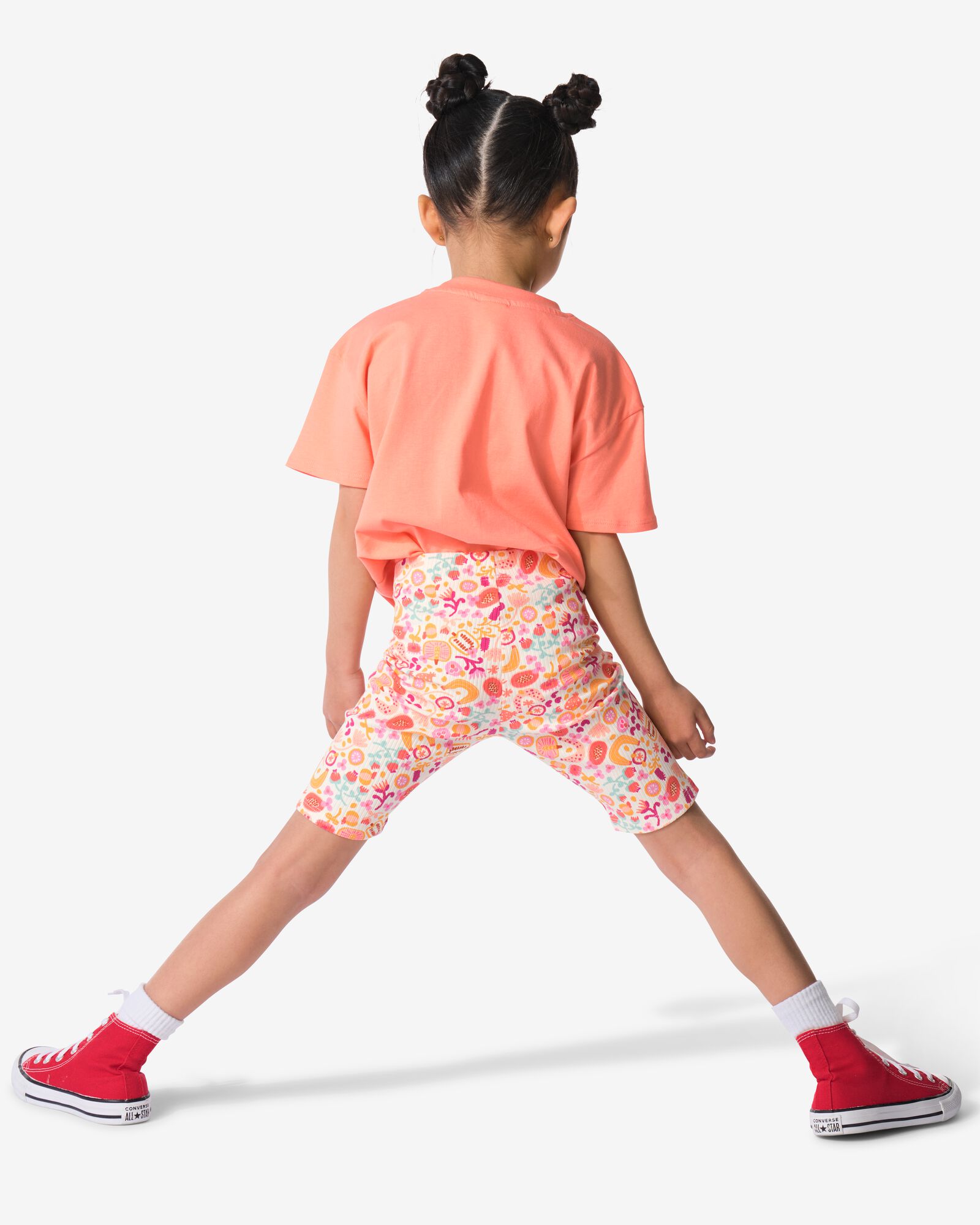 Kinderbekleidungsset gerippt mit Blumen korallfarben korallfarben - 30848005CORAL - HEMA