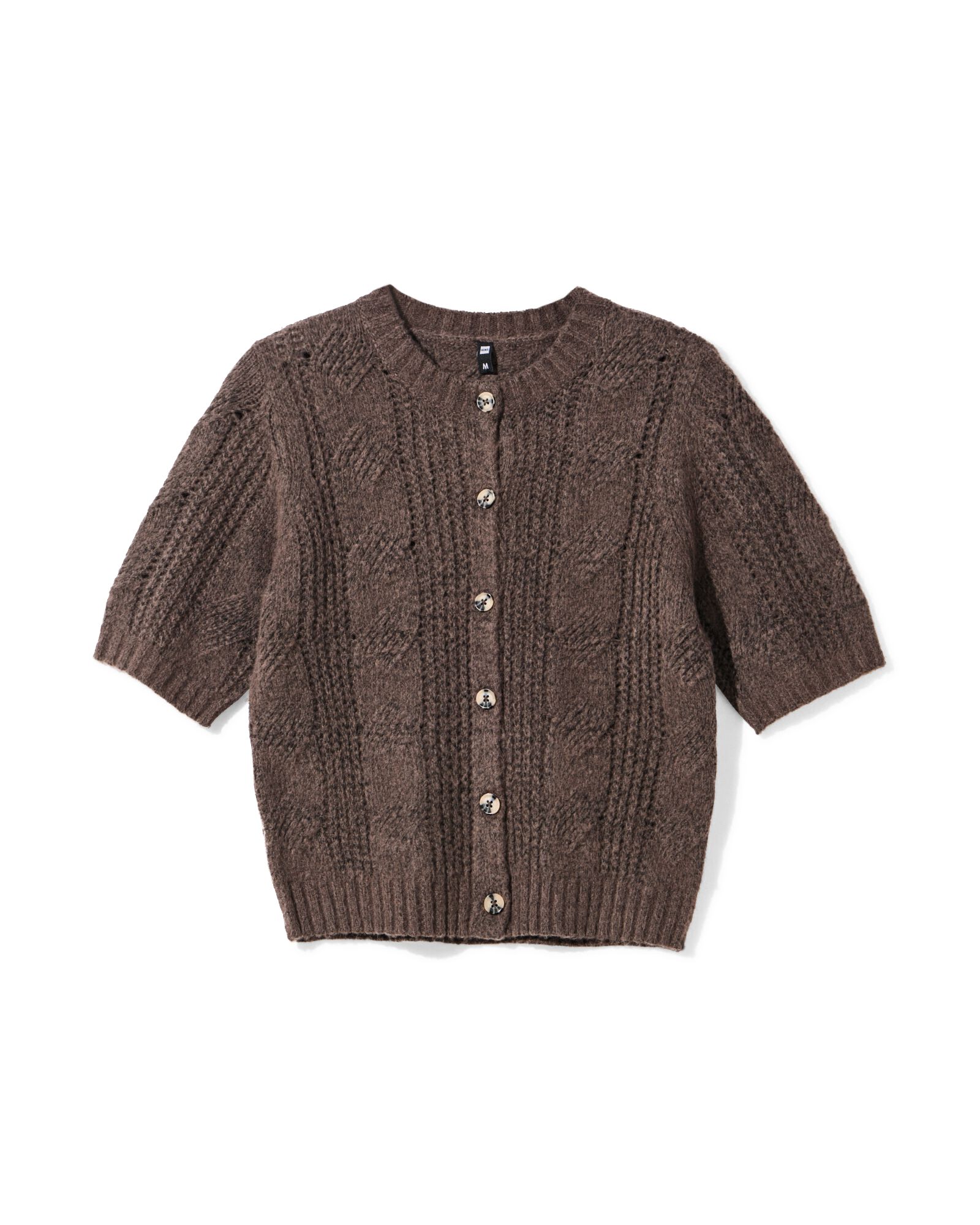 Damenstrickjacke Foxi, Feinstrick-Zopfmuster braun braun - 36207320BROWN - HEMA
