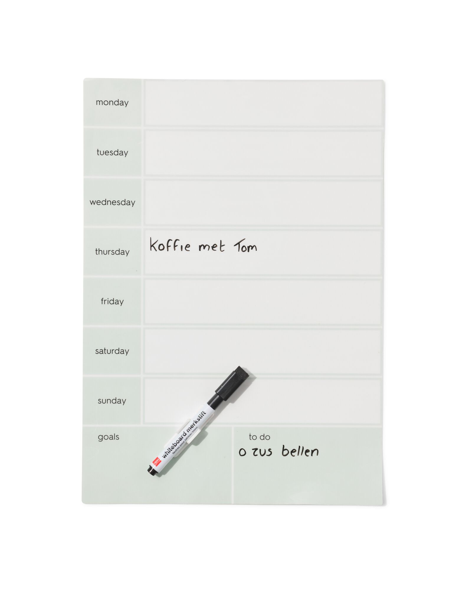 agenda hebdomadaire autocollant 24 x 34 cm vert - 14803974 - HEMA
