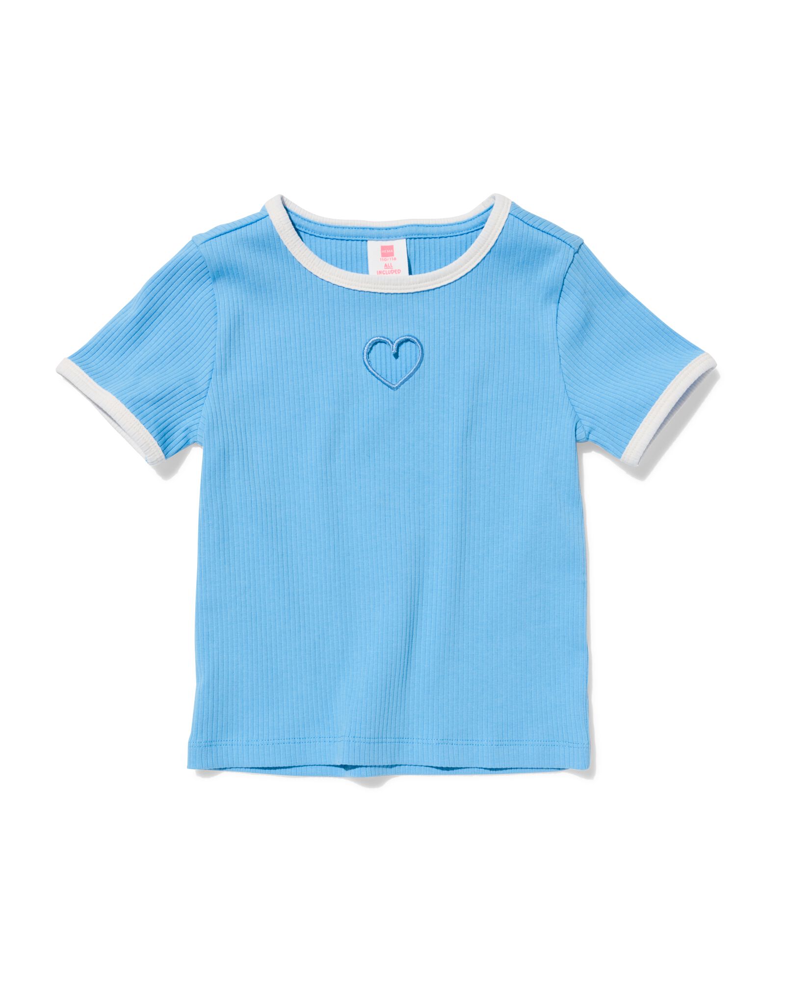 t-shirt enfant c&oelig;urs c&ocirc;tel&eacute; bleu clair bleu clair - 30827338LIGHTBLUE - HEMA