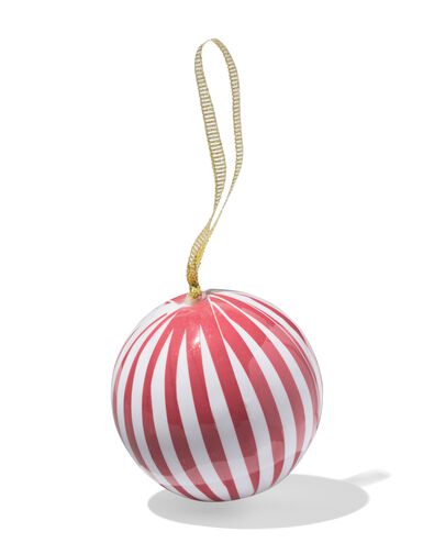 boule de No&euml;l 6 cm papier rayures &eacute;troites blanc-rouge - 25100259 - HEMA