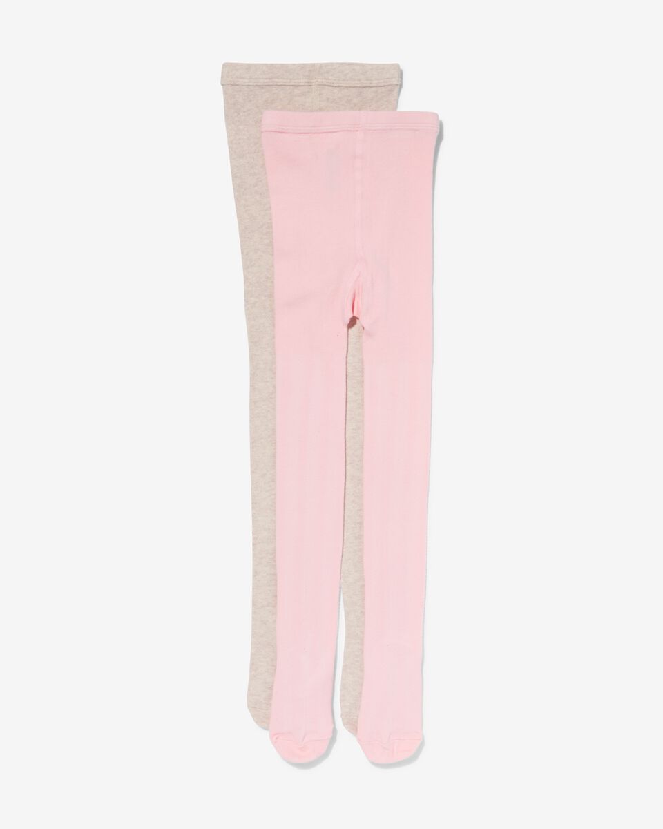2 paires de collants épais enfant avec coton rose rose - 1000030099 - HEMA