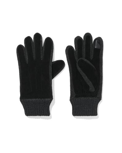 Gants homme avec pointes tactiles, daim noir noir - 16500070BLACK - HEMA