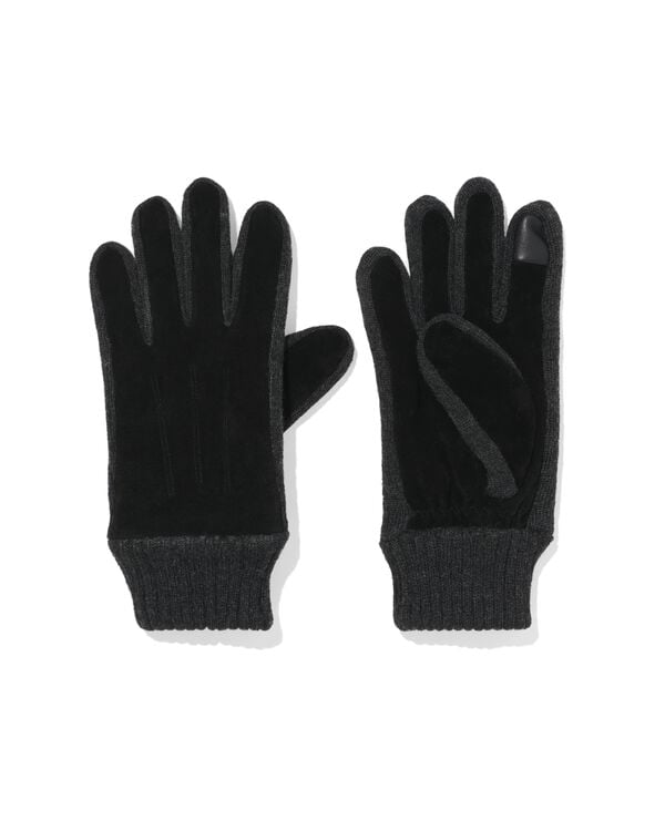 Gants homme avec pointes tactiles, daim noir noir - 16500070BLACK - HEMA
