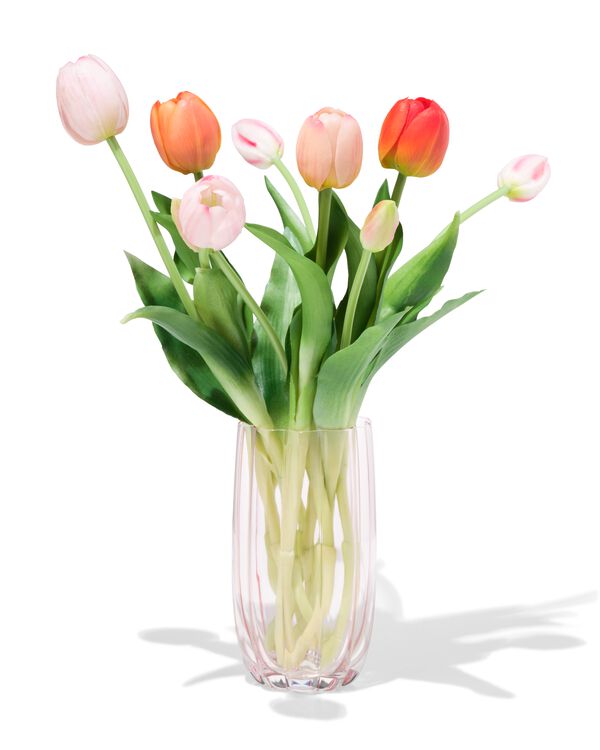 vaas ⌀8x15.5cm glas liefde roze - 60800192 - HEMA