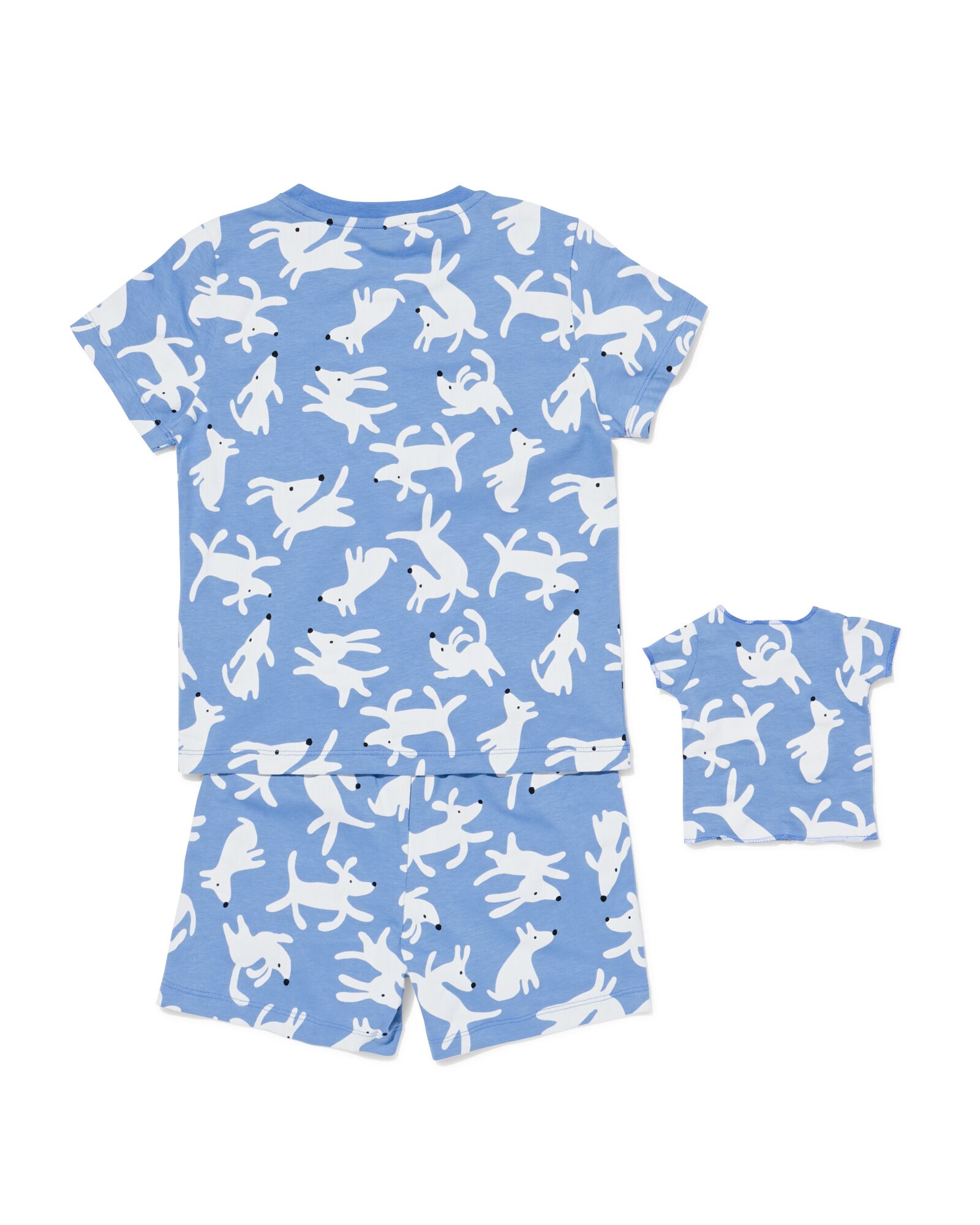 kindershortama honden met poppenpyjama blauw blauw - 23001060BLUE - HEMA