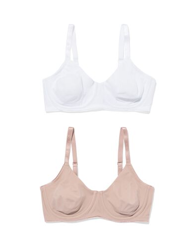 niet voorgevormde bh met beugel - 2 stuks beige beige - 21821040BEIGE - HEMA