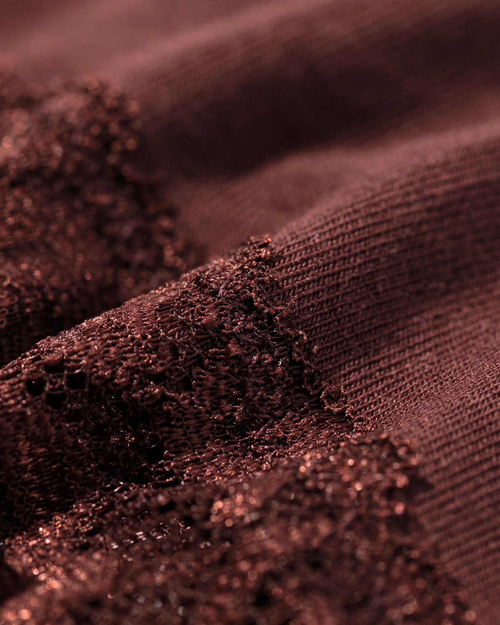 damesstring katoen met kant donkerbruin - 19611660DARKBROWN - HEMA