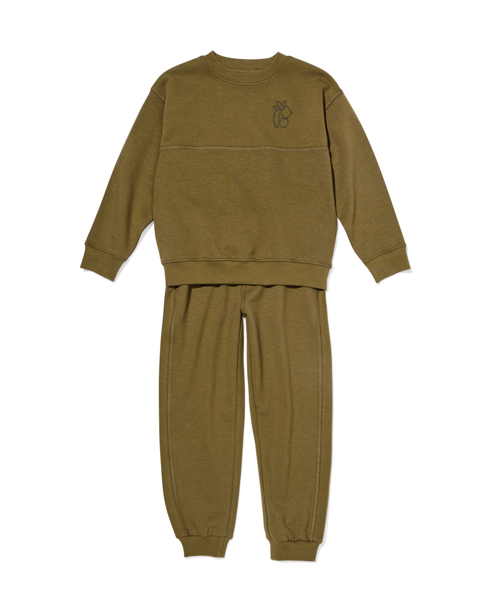 kinderkledingset trui en broek regular fit olive 122/128 - 30711041 - HEMA
