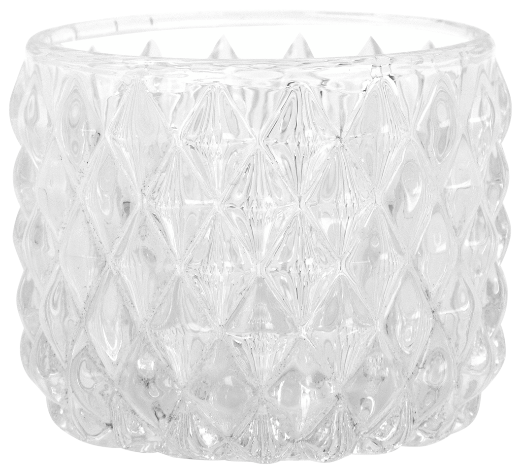 Teelichthalter, Karorelief, Ø 6 x 5 cm, Glas, transparent - 13312220 - HEMA