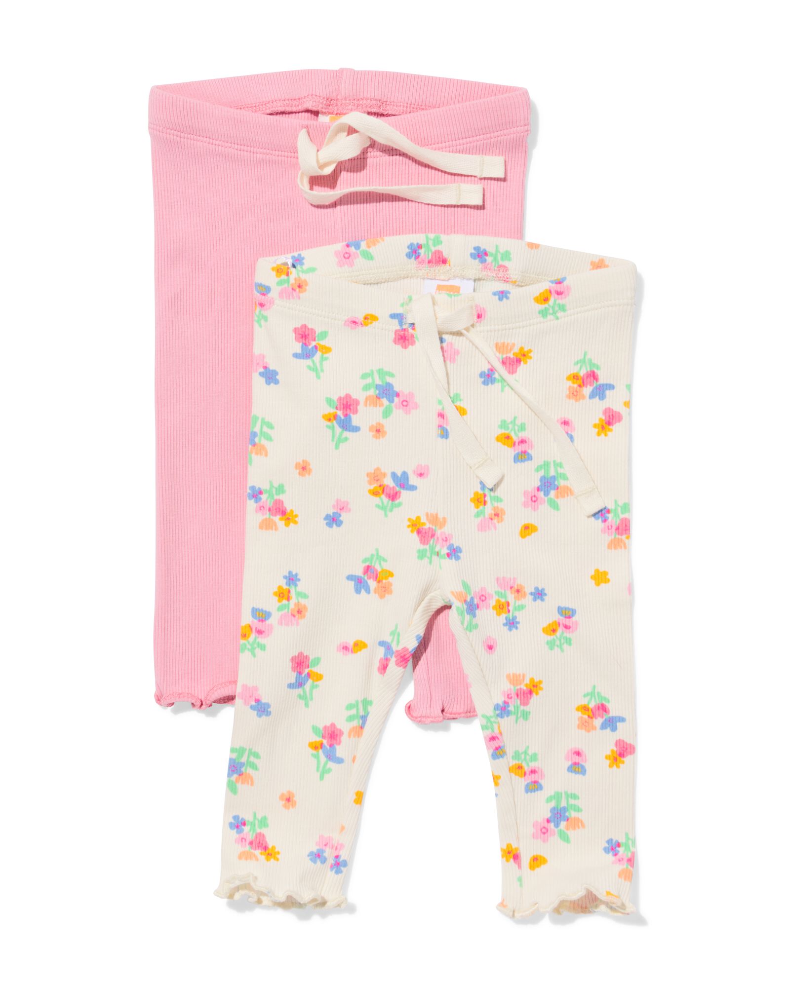 leggings b&eacute;b&eacute; c&ocirc;tel&eacute;s fleurs - 2 pi&egrave;ces &eacute;cru &eacute;cru - 33058570ECRU - HEMA