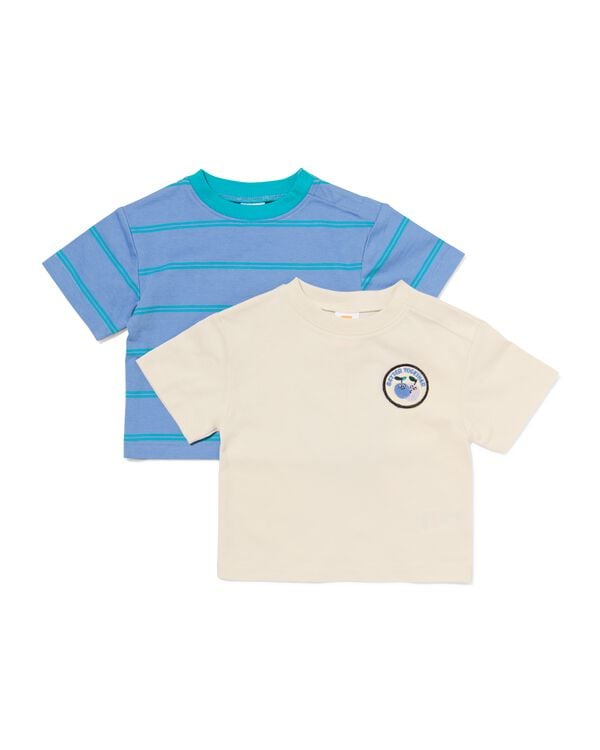 baby T-shirts jersey strepen - 2 stuks blauw blauw - 33185370BLUE - HEMA