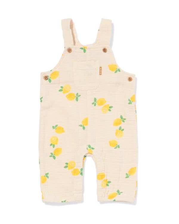 newborn tuinbroek mousseline citroen ecru ecru - 33421320ECRU - HEMA