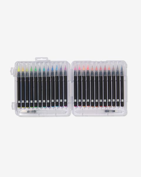 26 stylos pinceaux + pinceaux à eau rechargeables - 60720095 - HEMA