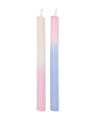 bougies de table ⌀2,2x25cm d&eacute;grad&eacute; bleu-rose- 2 pi&egrave;ces - 13506154 - HEMA