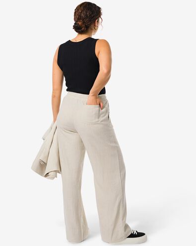 pantalon femme Riley avec lin sable S - 36289561 - HEMA