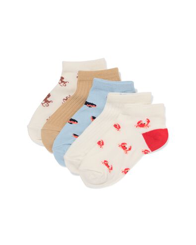 kinder enkelsokken zeedieren - 5 paar beige beige - 4320860BEIGE - HEMA