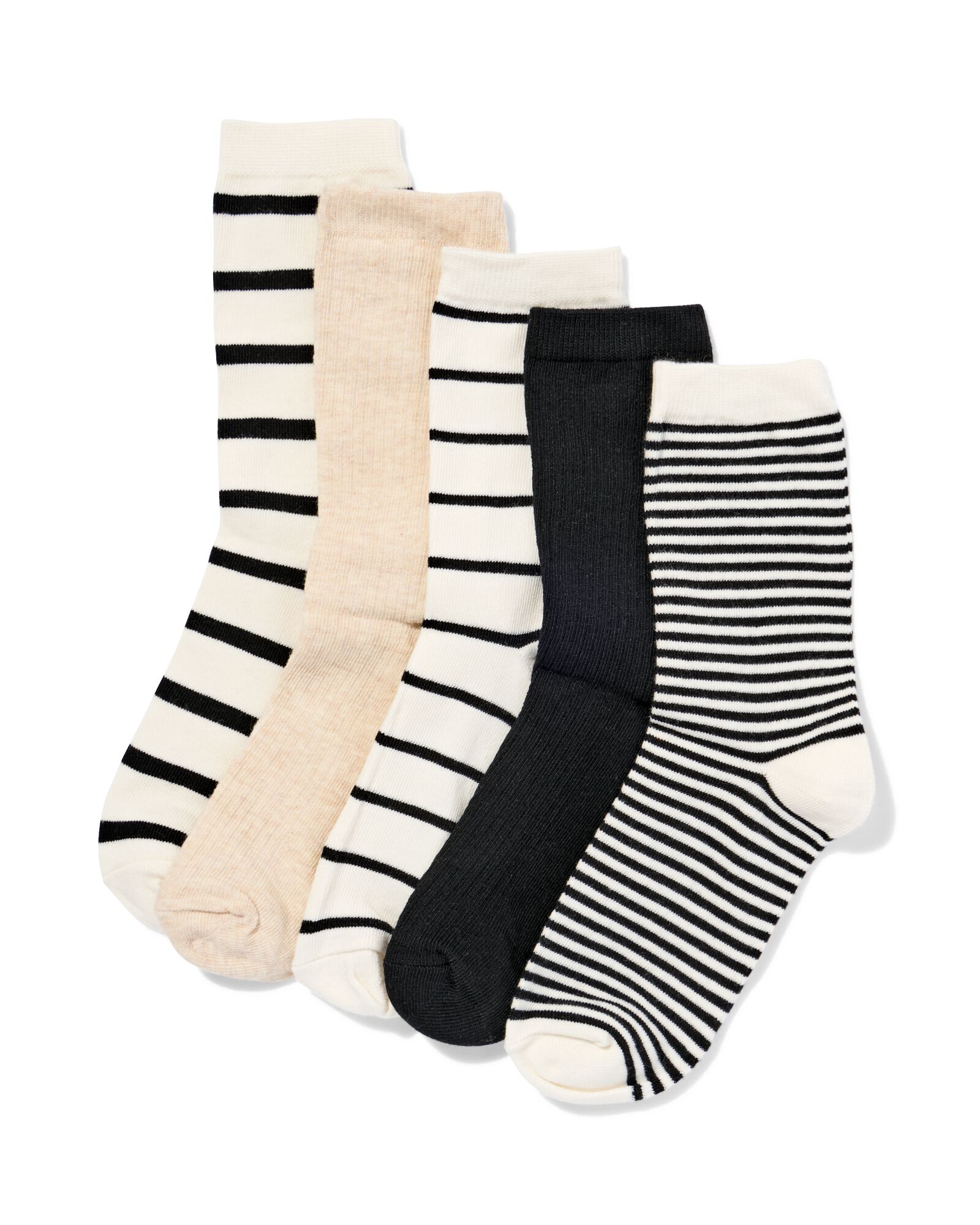 chaussettes rayures femme - 5 paires beige beige - 4280575BEIGE - HEMA