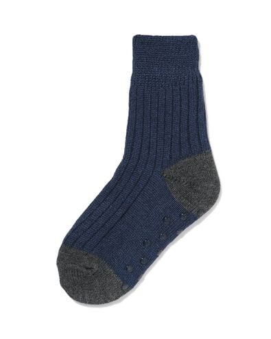 kinderhuissokken rib fleece donkerblauw donkerblauw - 4320360DARKBLUE - HEMA