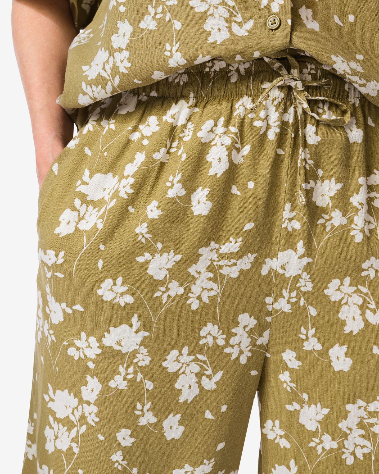 pantalon femme Tatum coupe droite fleurs vert vert - 36211760GREEN - HEMA