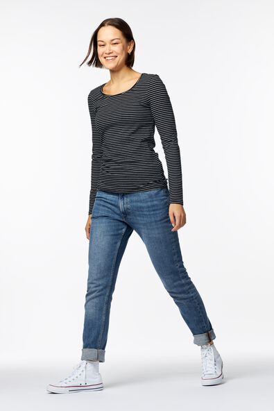 Damen-Shirt, Streifen schwarz/weiß S - 36328361 - HEMA