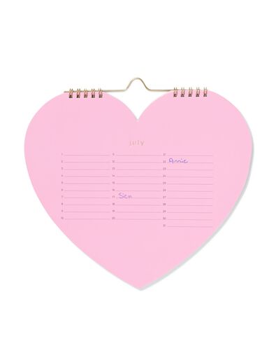 calendrier 23 x 26 c&oelig;ur rose - 14100235 - HEMA