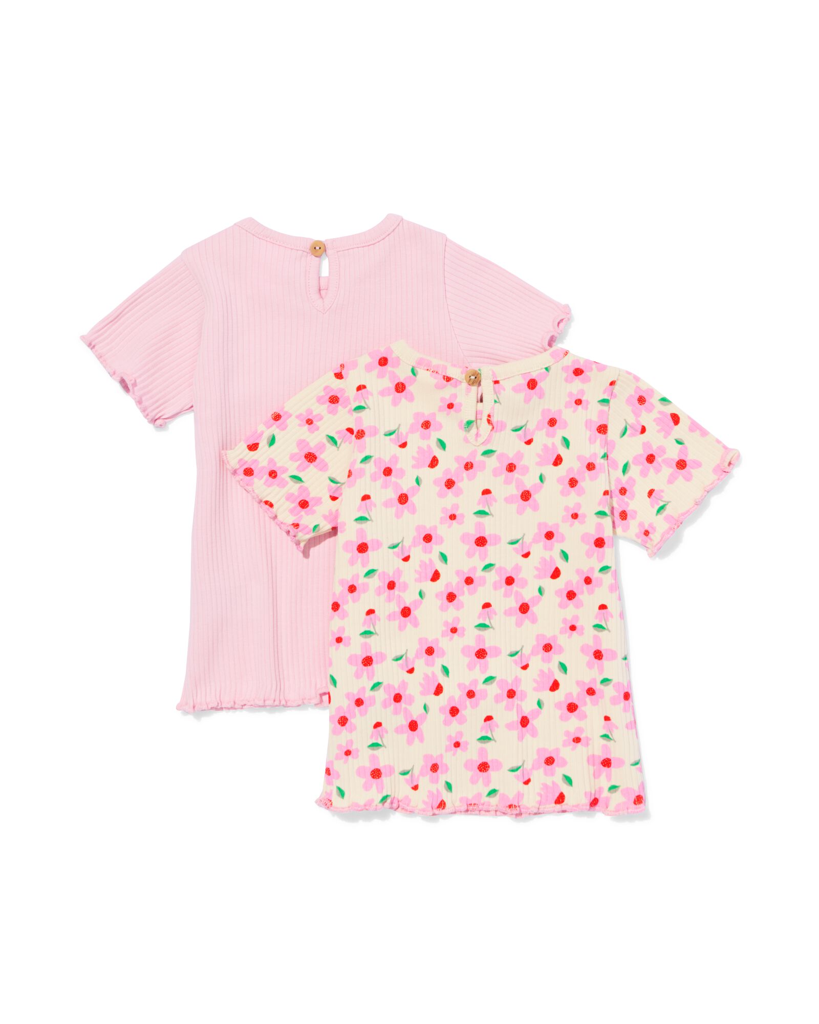 t-shirt c&ocirc;tel&eacute; fleurs b&eacute;b&eacute; - lot de 2 rose - 33040770PINK - HEMA