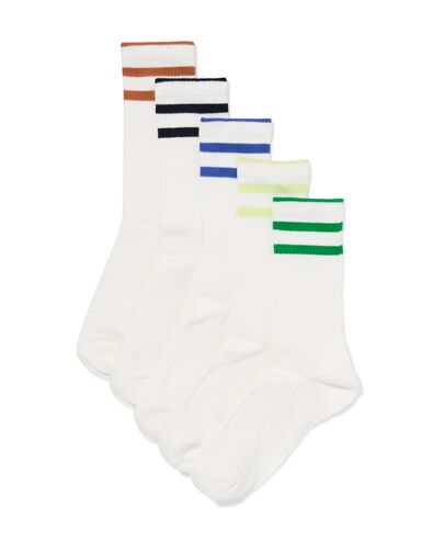 chaussettes rayures homme - 5 paires blanc blanc - 4100100WHITE - HEMA
