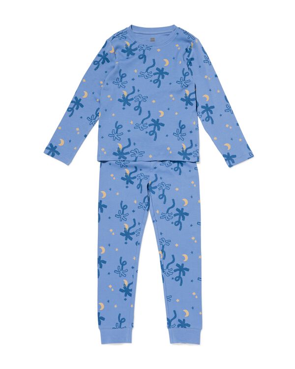 Kinderpyjama gerippt, Palmmuster blau blau - 23000760BLUE - HEMA
