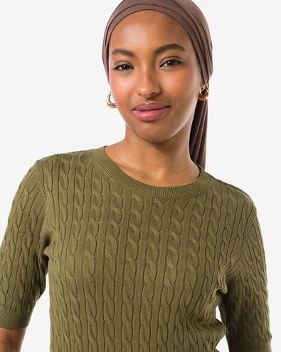 pull femme Fally en maille torsad&eacute;e olive - 36206330OLIVE - HEMA