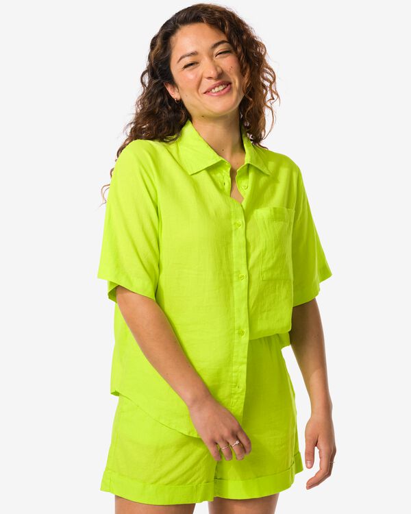 short femme Raiza avec lin vert vert - 36279270GREEN - HEMA