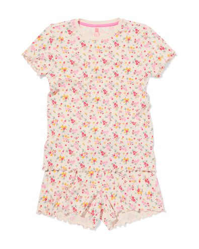 pyjacourt enfant c&ocirc;tel&eacute; fleurs blanc cass&eacute; blanc cass&eacute; - 23003660OFFWHITE - HEMA