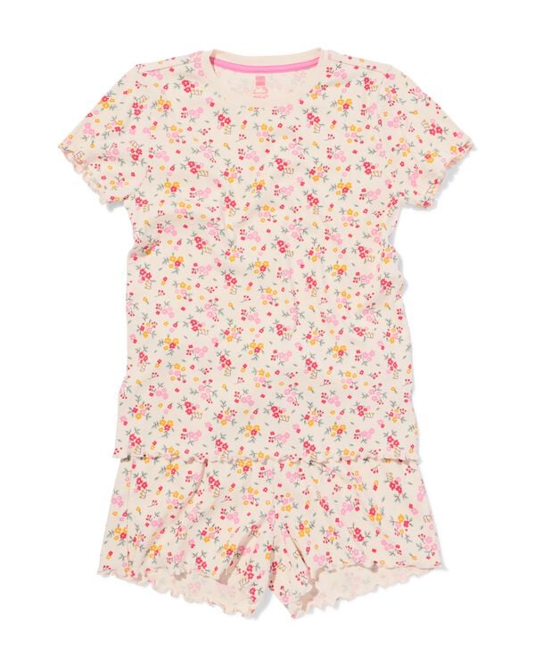 pyjacourt enfant c&ocirc;tel&eacute; fleurs blanc cass&eacute; blanc cass&eacute; - 23003660OFFWHITE - HEMA