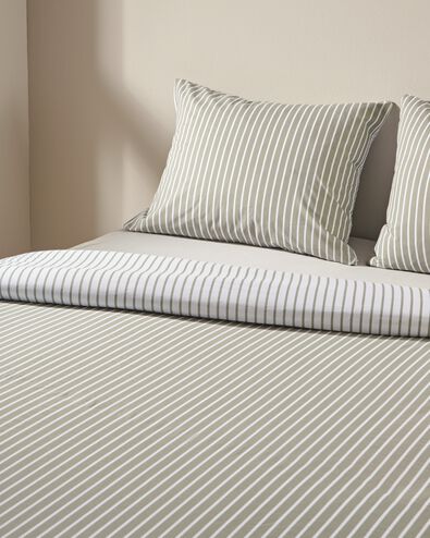 housse de couette 240x200/220cm coton doux ray&eacute; vert - 5790175 - HEMA