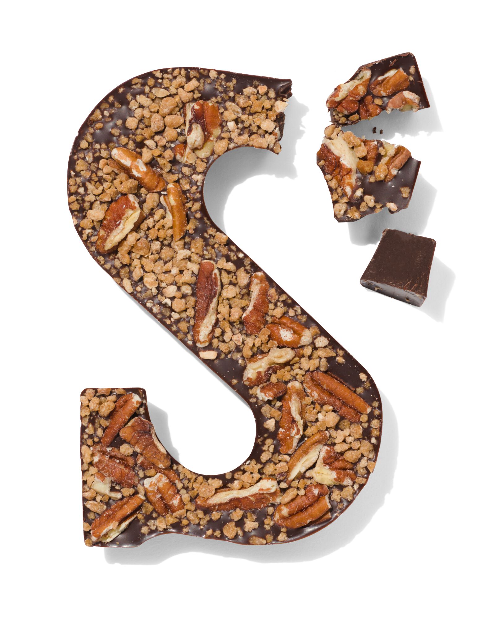 lettre S en chocolat noir décorée à la main noix de pécan 135g - 24428519 - HEMA