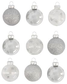 9er-Pack Weihnachtsbaumkugeln, Ø 4 cm, Glas, silbern - 25103156 - HEMA
