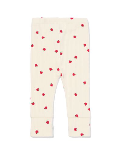 newborn meegroeilegging rib aardbeien ecru - 33444320ECRU - HEMA