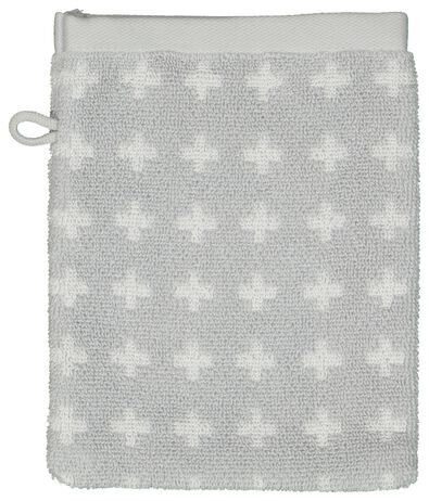 Waschhandschuh – schwere Qualität – hellgrau mit weißen Kreuzen hellgrau Waschhandschuh - 5220041 - HEMA
