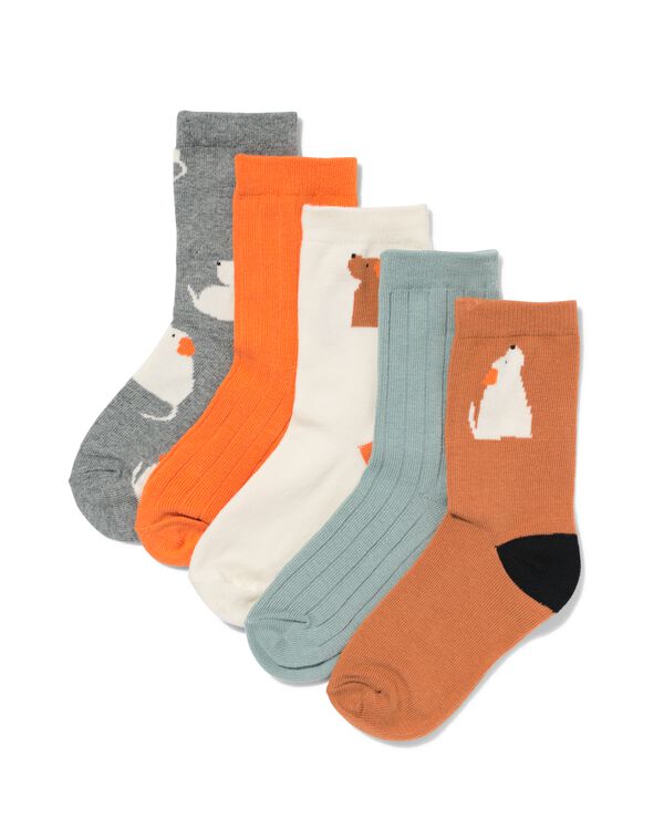 chaussettes enfant chien - 5 paires gris chin&eacute; gris chin&eacute; - 4311130GREYMELANGE - HEMA