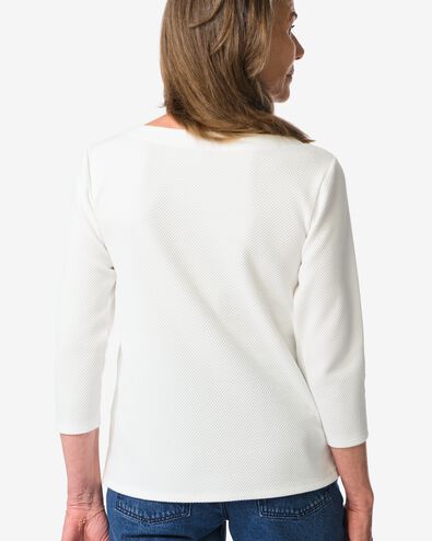 dames t-shirt Kacey structuur wit - 1000026950 - HEMA