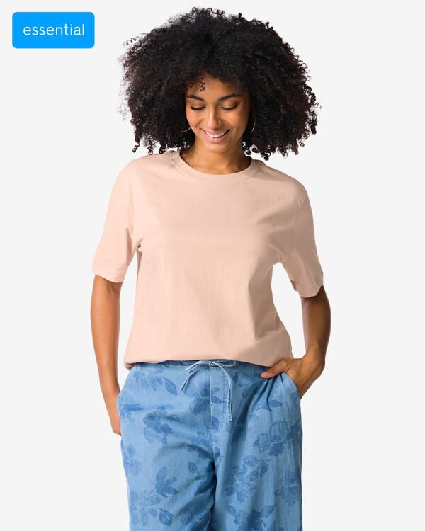 Damen-T-Shirt Larissa, normale Passform hellrosa - 36311410LIGHTPINK - HEMA