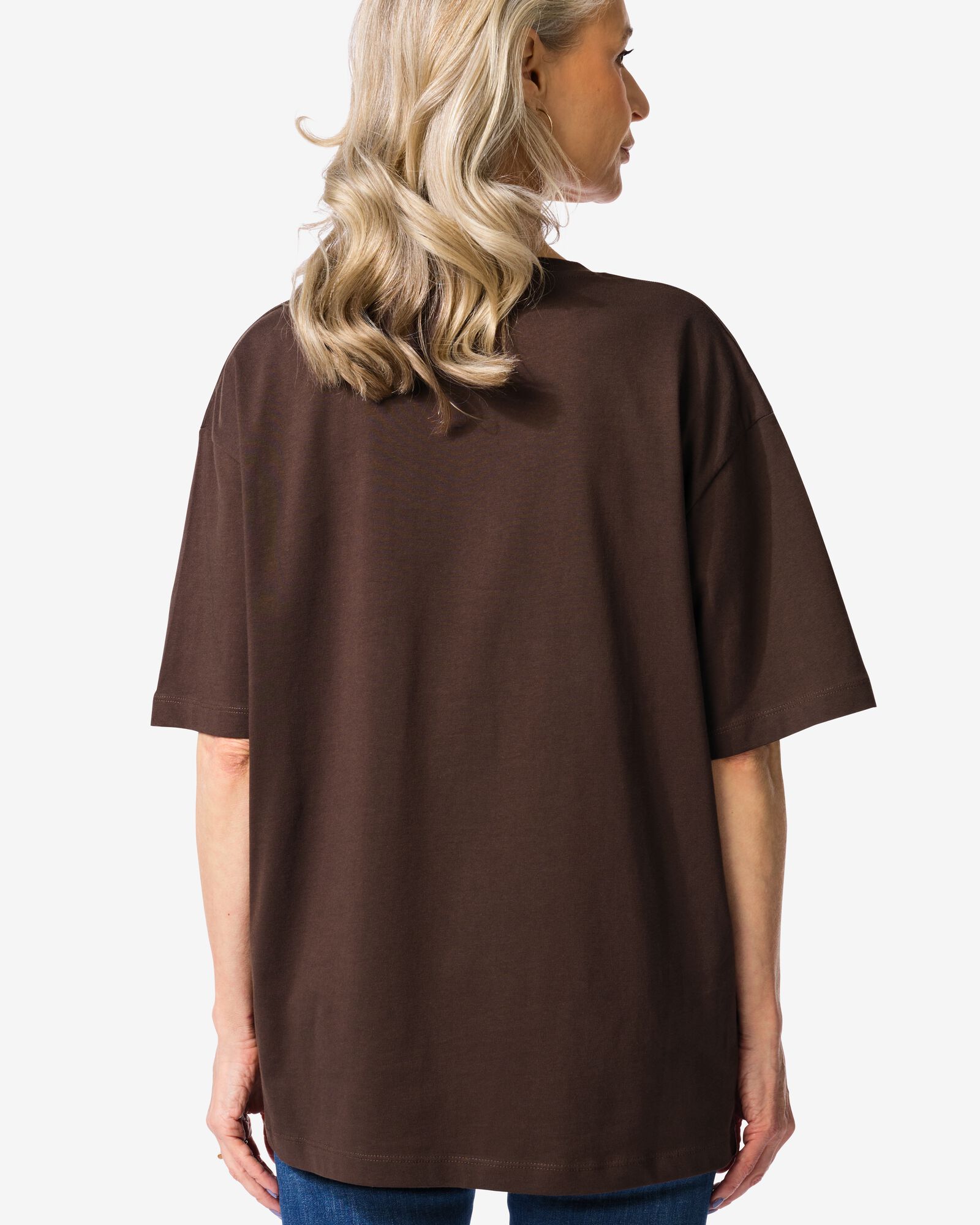 dames T-shirt Do oversized fit bruin bruin - 36311480BROWN - HEMA