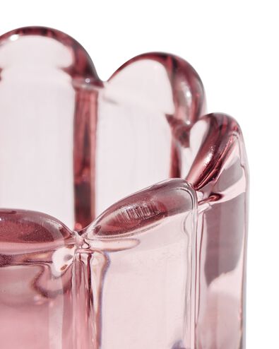 sfeerlichthouder glas ribbel roze - 13325047 - HEMA